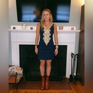 Navy Blue and Gold Lilly Pulitzer Dress